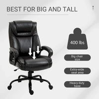 Fauteuil de bureau exécutif grande taille Vinsetto, chaise de bureau informatique 180 kg avec dossier haut en cuir PU ergonomique