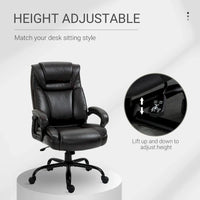 Fauteuil de bureau exécutif grande taille Vinsetto, chaise de bureau informatique 180 kg avec dossier haut en cuir PU ergonomique