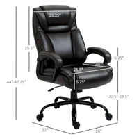 Fauteuil de bureau exécutif grande taille Vinsetto, chaise de bureau informatique 180 kg avec dossier haut en cuir PU ergonomique