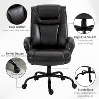 Fauteuil de bureau exécutif grande taille Vinsetto, chaise de bureau informatique 180 kg avec dossier haut en cuir PU ergonomique