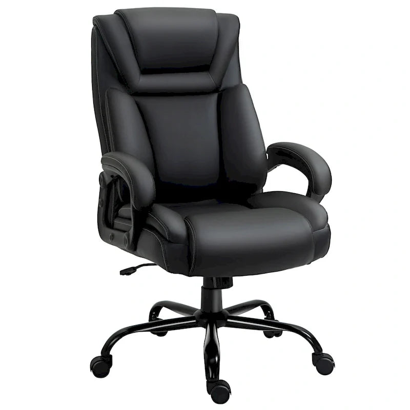 Fauteuil de bureau exécutif grande taille Vinsetto, chaise de bureau informatique 180 kg avec dossier haut en cuir PU ergonomique