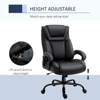 Fauteuil de bureau exécutif grande taille Vinsetto, chaise de bureau informatique 180 kg avec dossier haut en cuir PU ergonomique