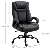 Fauteuil de bureau exécutif grande taille Vinsetto, chaise de bureau informatique 180 kg avec dossier haut en cuir PU ergonomique