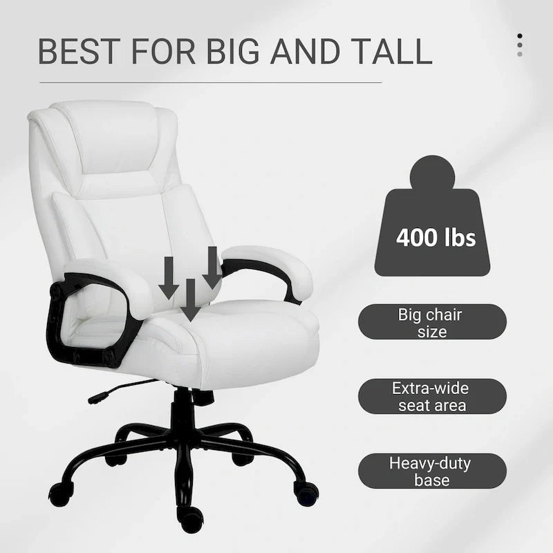 Fauteuil de bureau exécutif grande taille Vinsetto, chaise de bureau informatique 180 kg avec dossier haut en cuir PU ergonomique