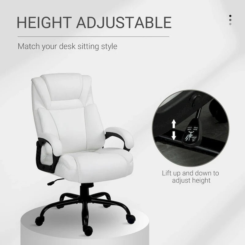 Fauteuil de bureau exécutif grande taille Vinsetto, chaise de bureau informatique 180 kg avec dossier haut en cuir PU ergonomique
