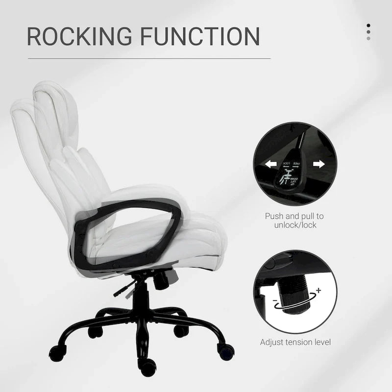 Fauteuil de bureau exécutif grande taille Vinsetto, chaise de bureau informatique 180 kg avec dossier haut en cuir PU ergonomique