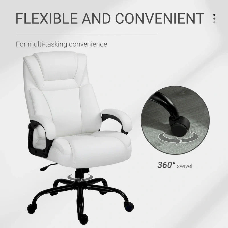 Fauteuil de bureau exécutif grande taille Vinsetto, chaise de bureau informatique 180 kg avec dossier haut en cuir PU ergonomique