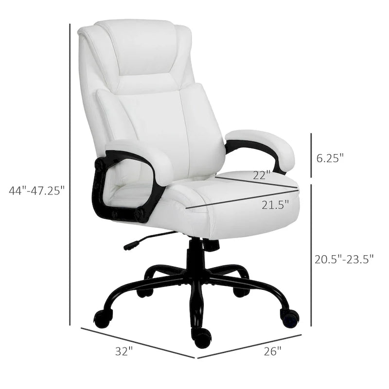 Fauteuil de bureau exécutif grande taille Vinsetto, chaise de bureau informatique 180 kg avec dossier haut en cuir PU ergonomique