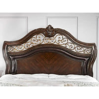 Lit à panneau sculpté en bois marron traditionnel Pune de Furniture of America