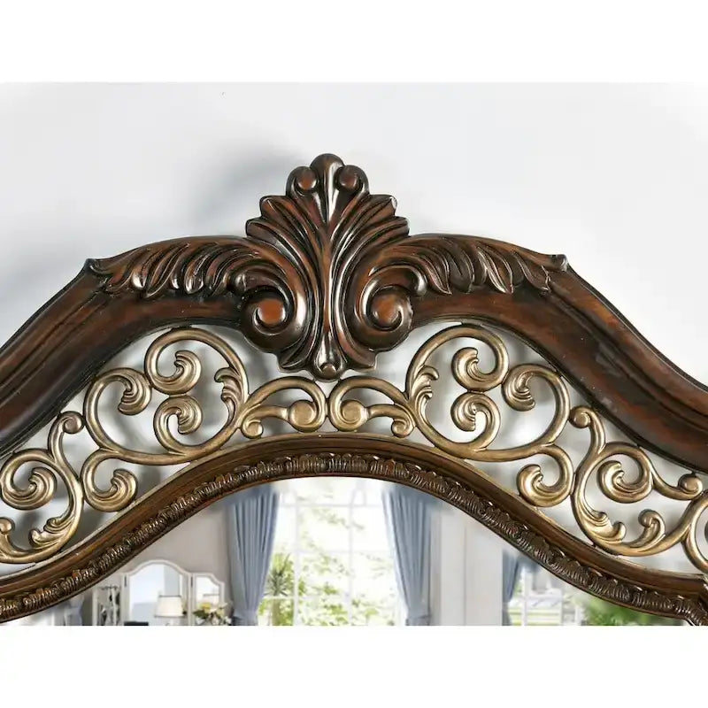 Lit à panneau sculpté en bois marron traditionnel Pune de Furniture of America