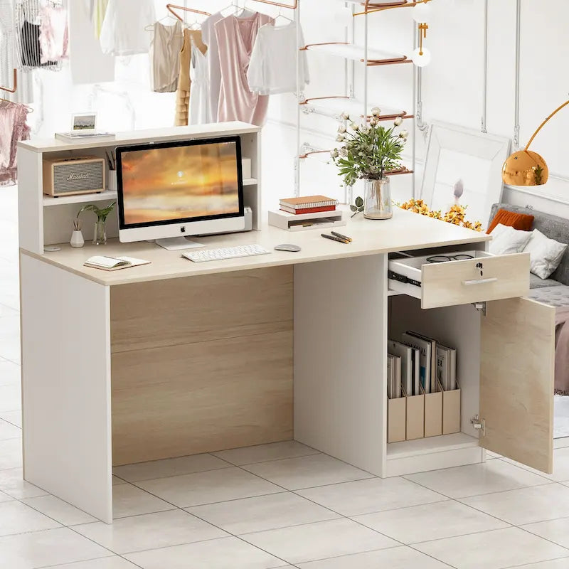 FUFU&GAGA Bureau d'accueil en bois Peninsula Bureau de secrétaire