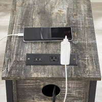 Lot de 2 tables de chevet avec station de charge, 2 ports USB et 2 prises de courant, table d'appoint haute avec 2 tiroirs et étagère de rangement