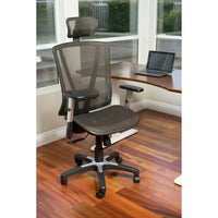Fauteuil de bureau ergonomique ErgoMax Office entièrement maillé, réglable en hauteur, marron, avec accoudoirs et appui-tête, hauteur maximale de 132 cm
