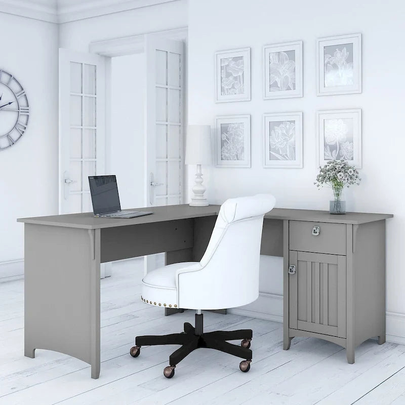 Bureau en L Bush Furniture Salinas avec rangement, gris Cape Cod