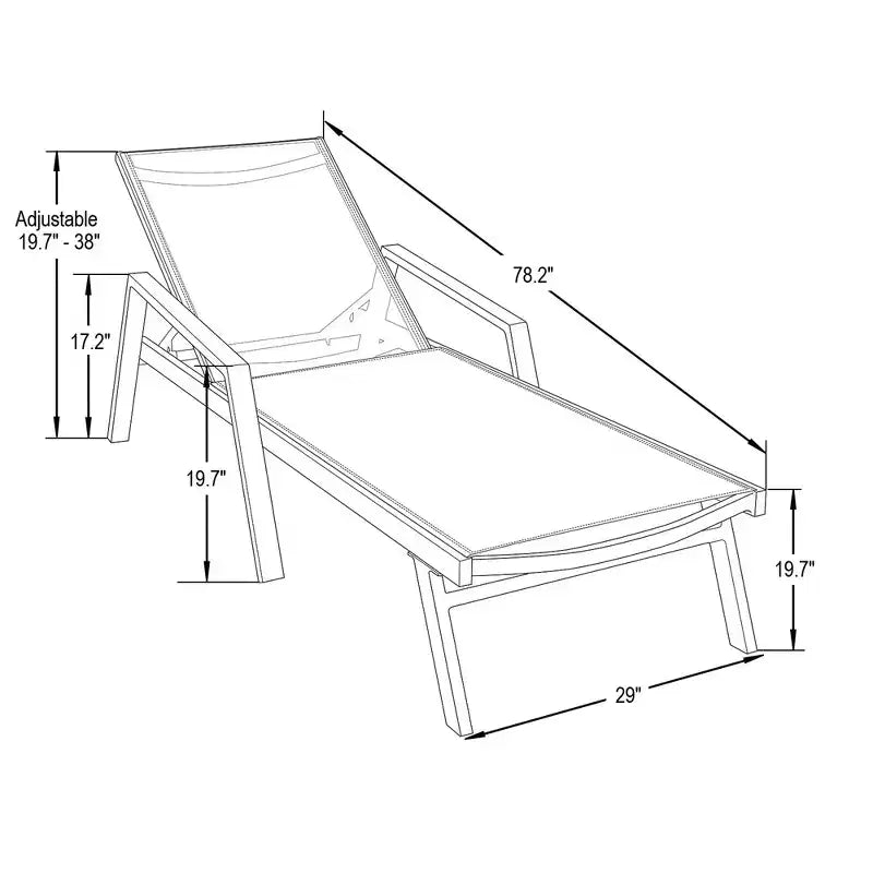 LeisureMod Marlin Chaise longue de patio moderne en aluminium blanc avec accoudoirs et table d'appoint carree foyer, assise d'extérieur pour patio, terrasse et bord de piscine