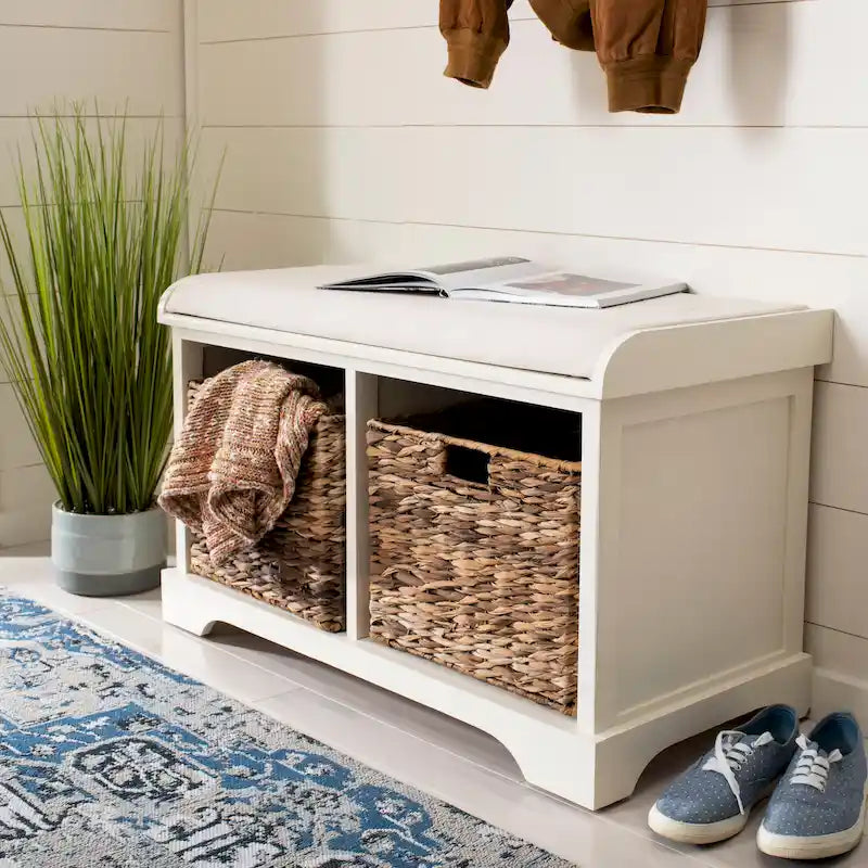 SAFAVIEH Euphemia Banc de rangement tressé marron - 33,5 x 16,1 x 19,9 - 34Lx16Px20H