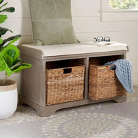 SAFAVIEH Euphemia Banc de rangement tressé marron - 33,5 x 16,1 x 19,9 - 34Lx16Px20H
