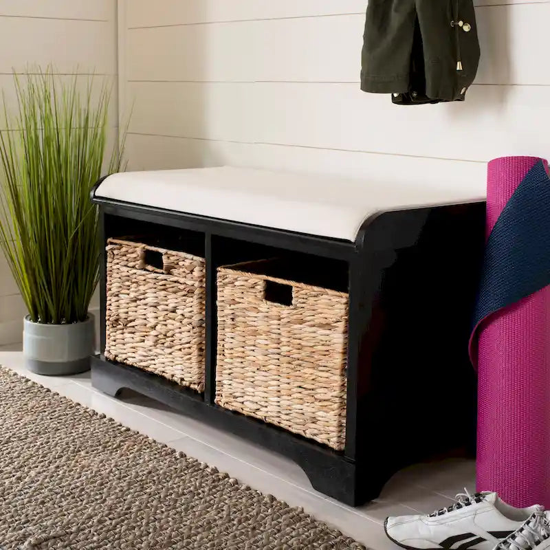 SAFAVIEH Euphemia Banc de rangement tressé marron - 33,5 x 16,1 x 19,9 - 34Lx16Px20H