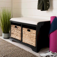 SAFAVIEH Euphemia Banc de rangement tressé marron - 33,5 x 16,1 x 19,9 - 34Lx16Px20H
