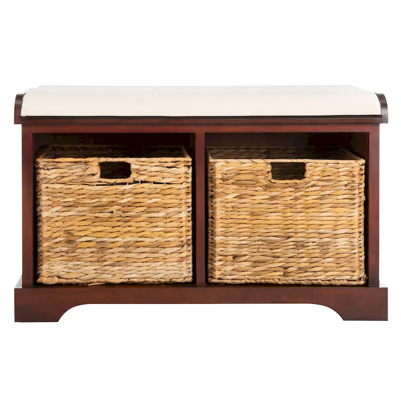 SAFAVIEH Euphemia Banc de rangement tressé marron - 33,5 x 16,1 x 19,9 - 34Lx16Px20H