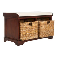 SAFAVIEH Euphemia Banc de rangement tressé marron - 33,5 x 16,1 x 19,9 - 34Lx16Px20H