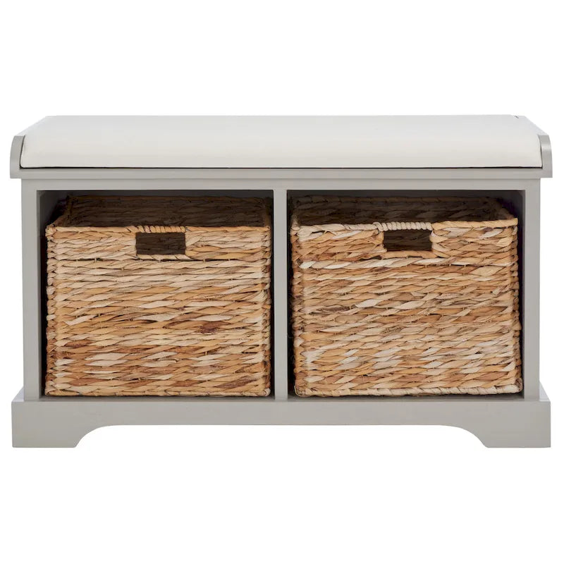 SAFAVIEH Euphemia Banc de rangement tressé marron - 33,5 x 16,1 x 19,9 - 34Lx16Px20H
