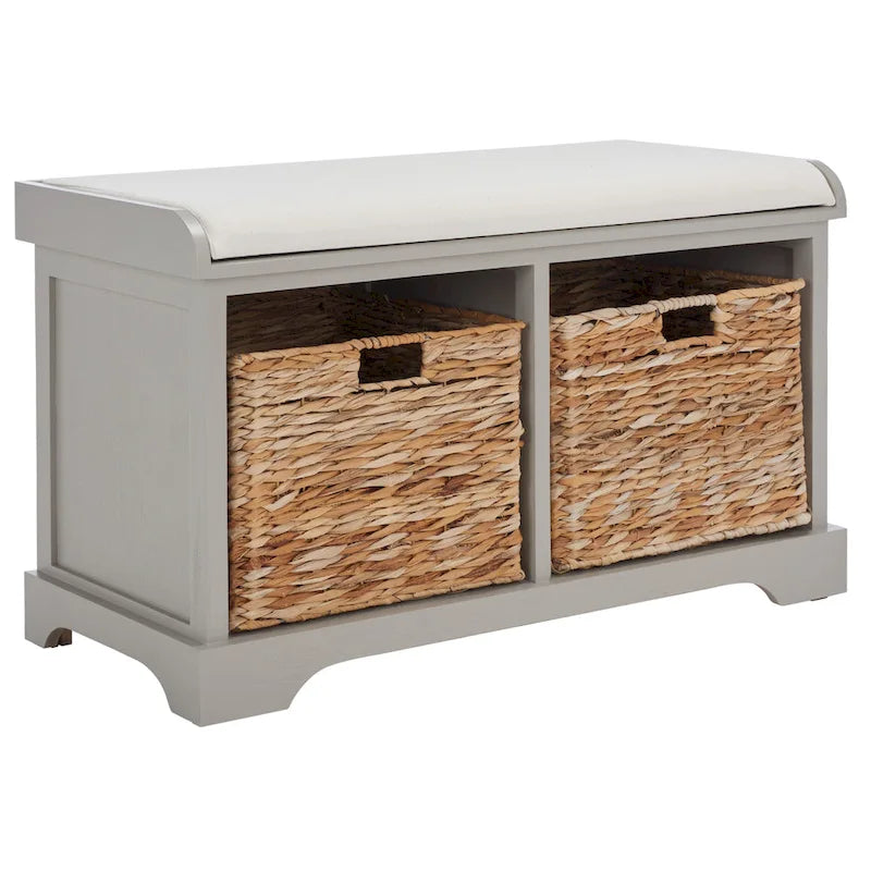 SAFAVIEH Euphemia Banc de rangement tressé marron - 33,5 x 16,1 x 19,9 - 34Lx16Px20H