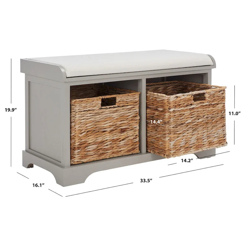 SAFAVIEH Euphemia Banc de rangement tressé marron - 33,5 x 16,1 x 19,9 - 34Lx16Px20H