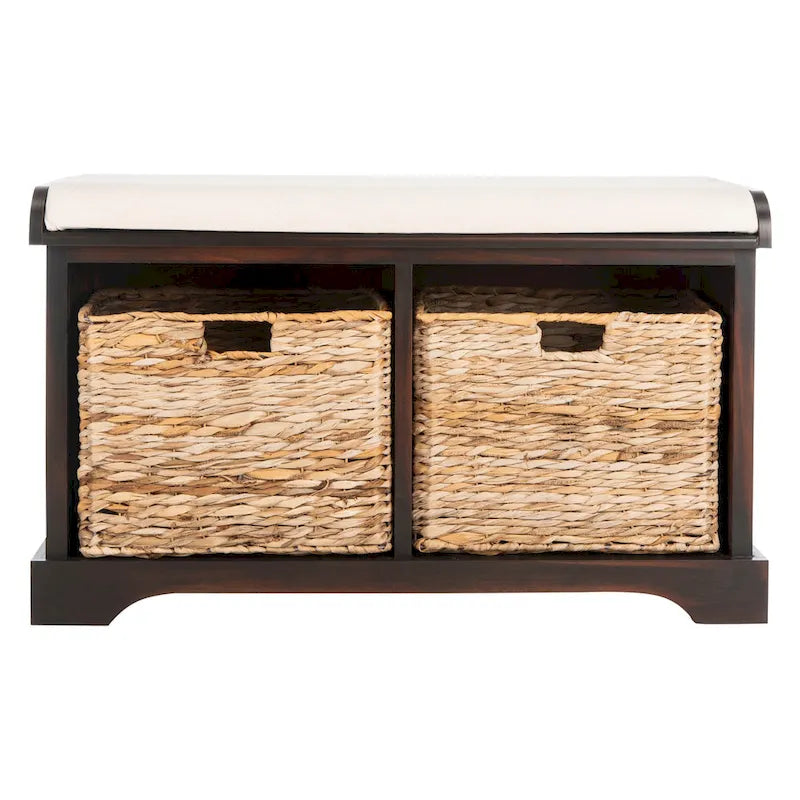 SAFAVIEH Euphemia Banc de rangement tressé marron - 33,5 x 16,1 x 19,9 - 34Lx16Px20H