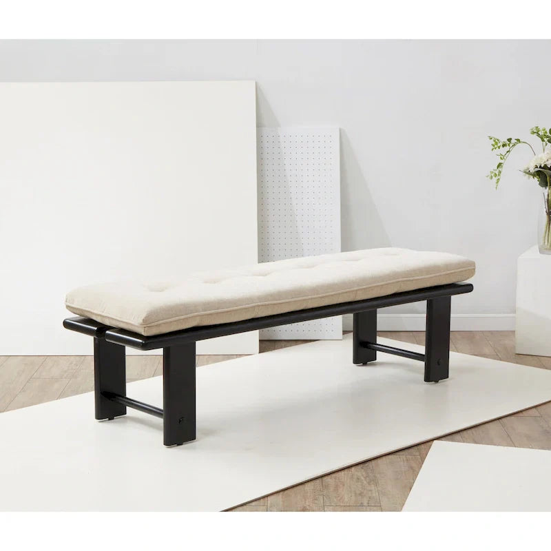 SAFAVIEH Couture Rasema banc moderne à coussin - 60.8 In. W x 18.9 In. D x 18.1 In. H - 61Wx19Dx18H