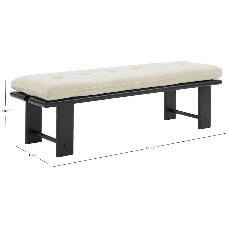 SAFAVIEH Couture Rasema banc moderne à coussin - 60.8 In. W x 18.9 In. D x 18.1 In. H - 61Wx19Dx18H