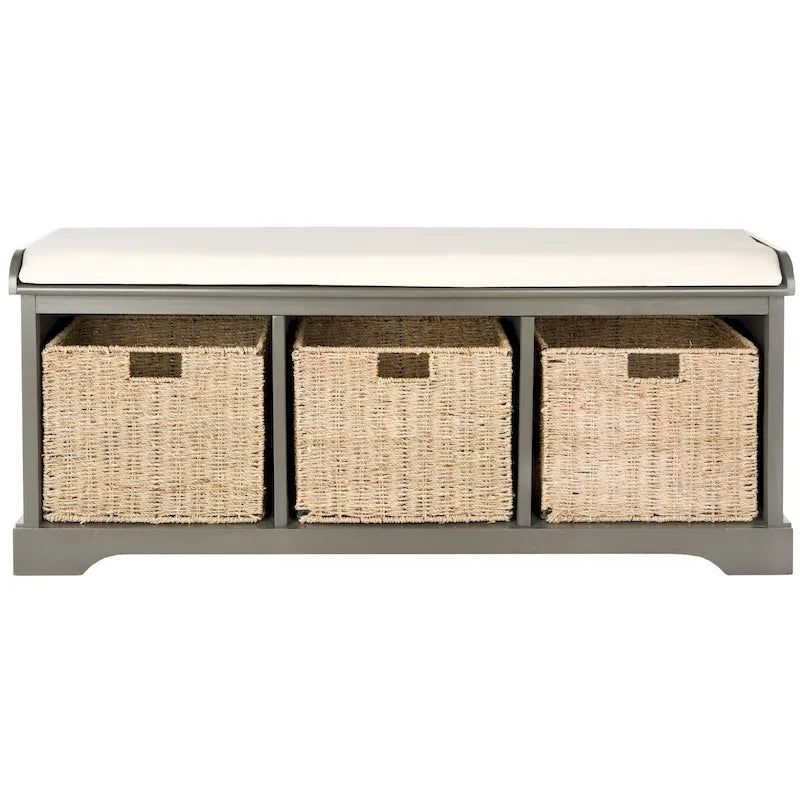 SAFAVIEH Eola Banc de rangement gris/blanc - 47 x 16,1 x 19,9 - 47Wx16Px20H
