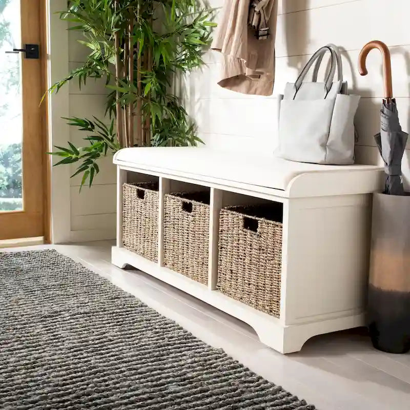 SAFAVIEH Eola Banc de rangement gris/blanc - 47 x 16,1 x 19,9 - 47Wx16Px20H