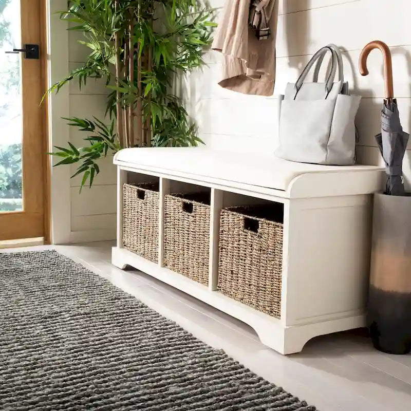 SAFAVIEH Eola Banc de rangement gris/blanc - 47 x 16,1 x 19,9 - 47Wx16Px20H