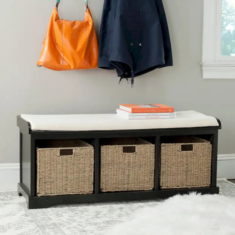 SAFAVIEH Eola Banc de rangement gris/blanc - 47 x 16,1 x 19,9 - 47Wx16Px20H