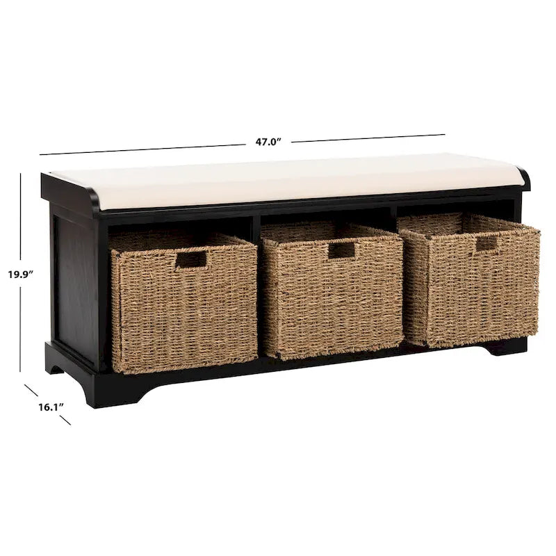 SAFAVIEH Eola Banc de rangement gris/blanc - 47 x 16,1 x 19,9 - 47Wx16Px20H