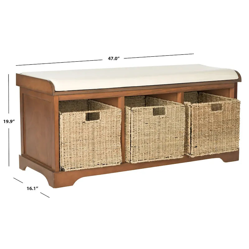 SAFAVIEH Eola Banc de rangement gris/blanc - 47 x 16,1 x 19,9 - 47Wx16Px20H