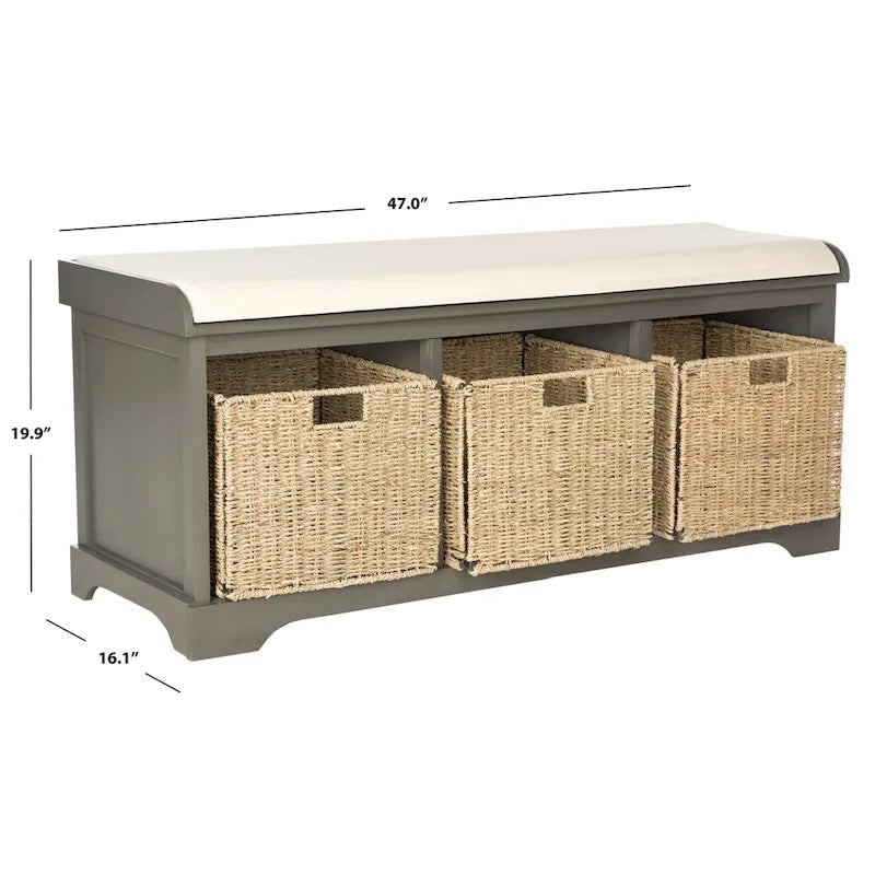 SAFAVIEH Eola Banc de rangement gris/blanc - 47 x 16,1 x 19,9 - 47Wx16Px20H
