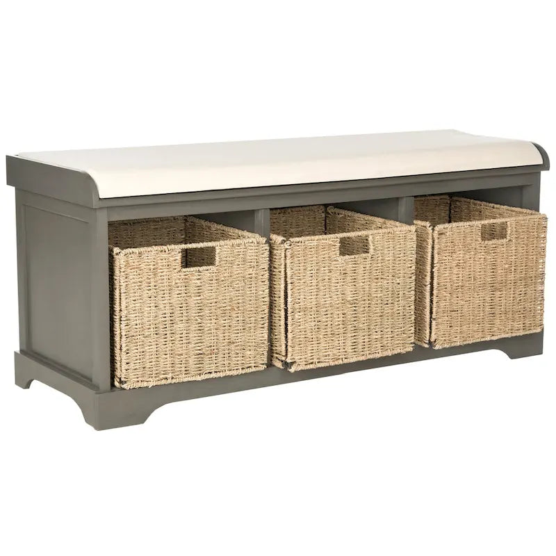 SAFAVIEH Eola Banc de rangement gris/blanc - 47 x 16,1 x 19,9 - 47Wx16Px20H