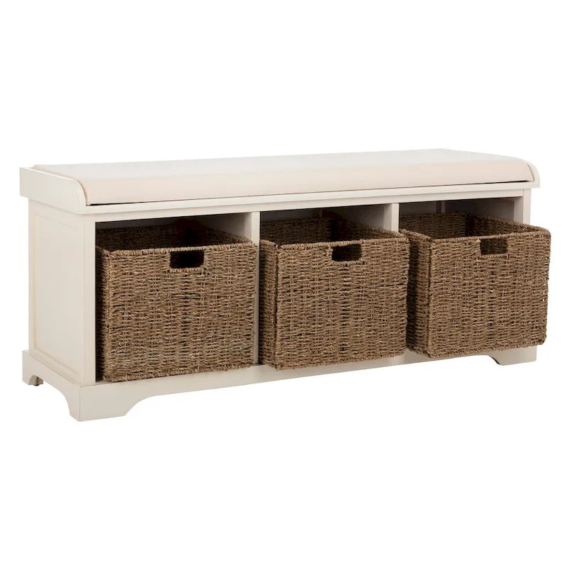 SAFAVIEH Eola Banc de rangement gris/blanc - 47 x 16,1 x 19,9 - 47Wx16Px20H