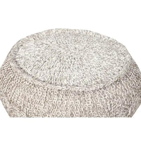 Pouf ottoman en tricot câblé naturel Sevita Melange