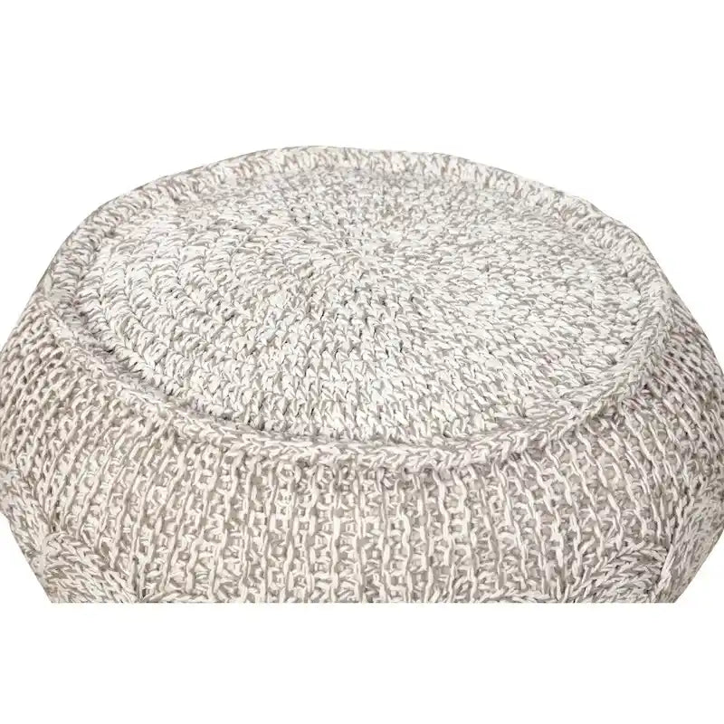 Pouf ottoman en tricot câblé naturel Sevita Melange