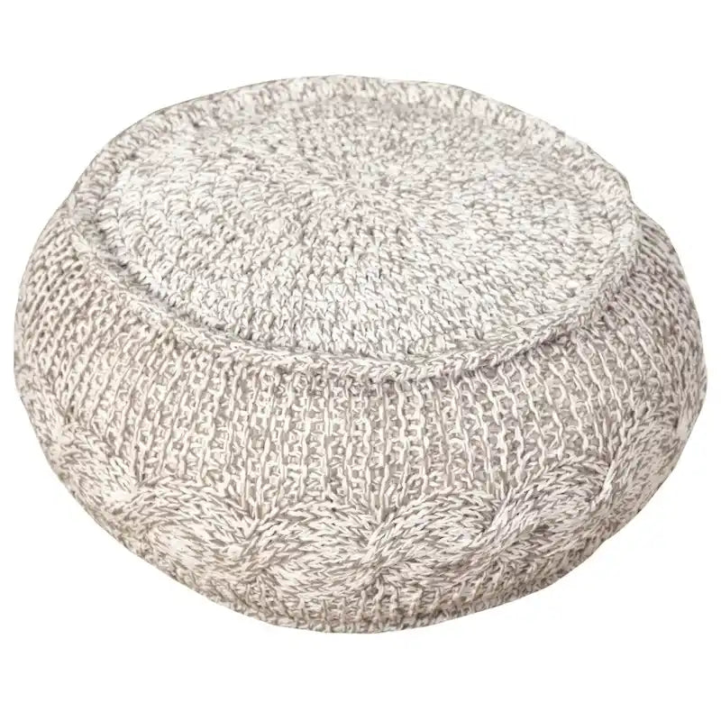 Pouf ottoman en tricot câblé naturel Sevita Melange