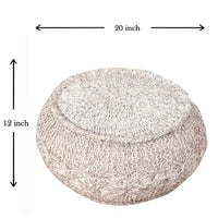 Pouf ottoman en tricot câblé naturel Sevita Melange