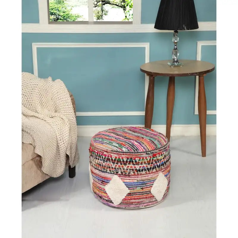 Pouf ottoman Sevita Boho diamant multicolore