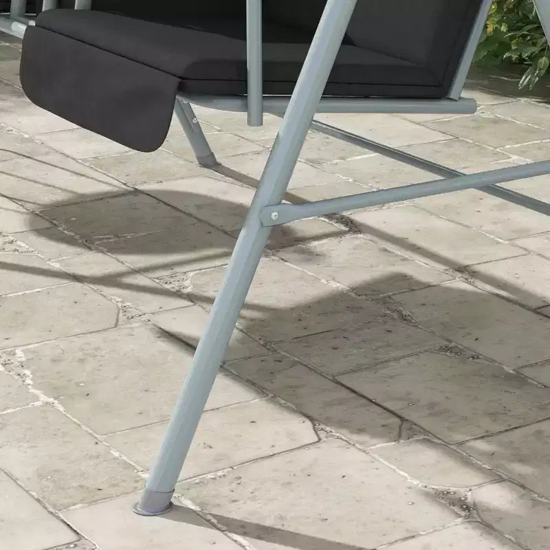 Balançoire de porche Outsunny 2 personnes avec support, balançoire d'extérieur avec auvent, table de rangement pivotante, 2 porte-gobelets, coussins pour patio, jardin