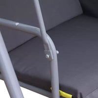 Balançoire de porche Outsunny 2 personnes avec support, balançoire d'extérieur avec auvent, table de rangement pivotante, 2 porte-gobelets, coussins pour patio, jardin