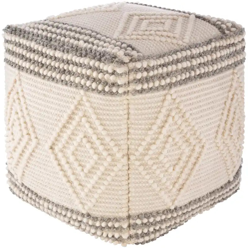 Freya pouf cube bohème tissé main de 18 pouces