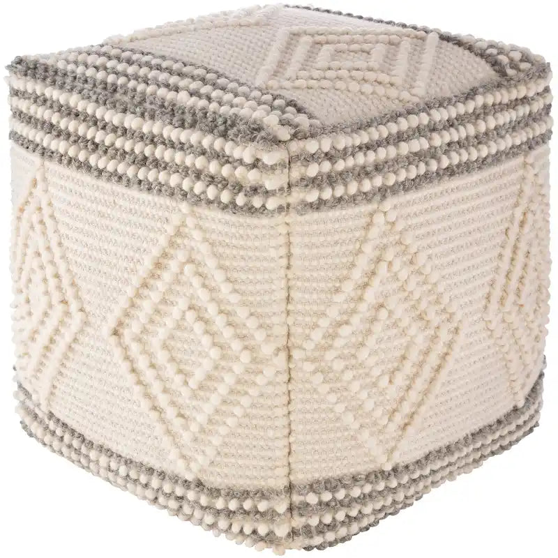 Freya pouf cube bohème tissé main de 18 pouces
