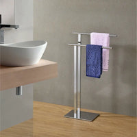 Porte-serviettes de salle de bain sur pied, chrome